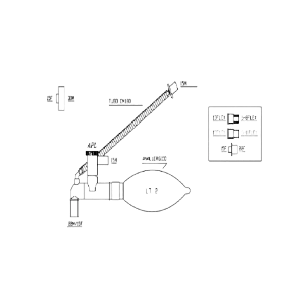 Circuito de Ventilación Manual Mapleson Bolsa 2l Circuito de Ventilación Manual Mapleson Bolsa 2l