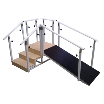 Escalera C/ Rampa 3 Peldaños Barandillas Regulables