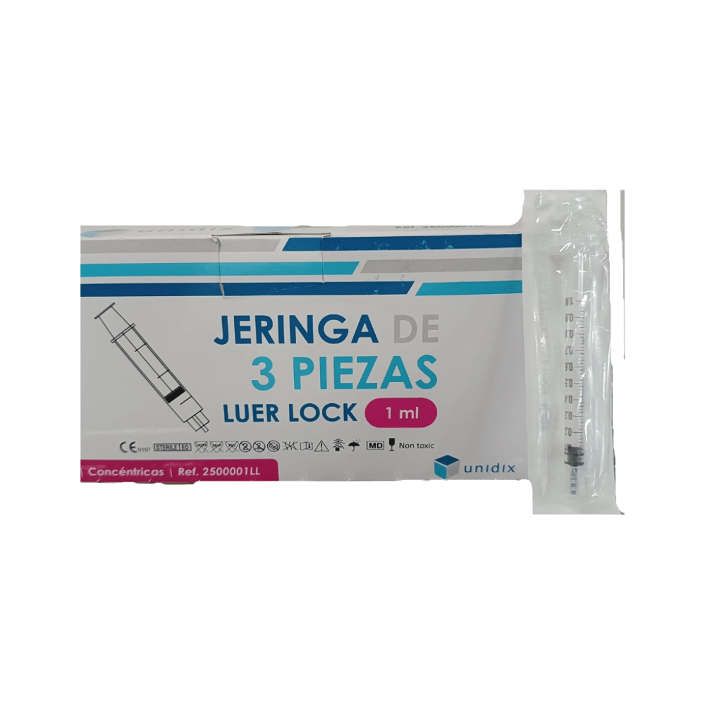 Jeringas 3 cuerpos luer lock UNIDIX