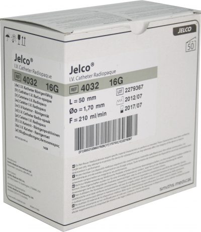 Catéter periférico Jelco de Smiths Medical 16G